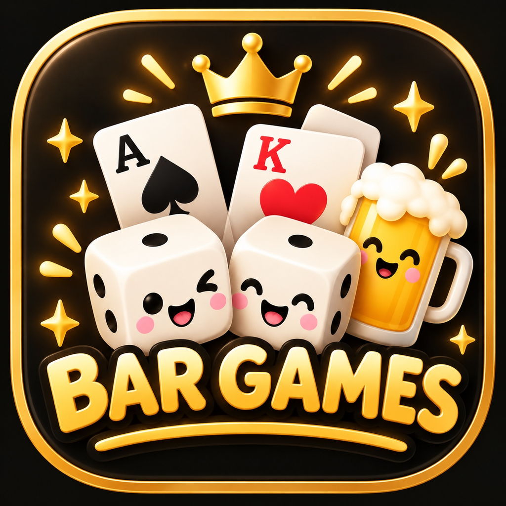 サイコロとトランプを描いたBAR GAMESの正式アイコン